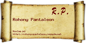 Rohony Pantaleon névjegykártya